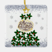 Vrolijk kerstfeest met kerstboom keramisch ornament (Voorkant)