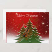 Vrolijk Kerstfeest met kerstboom met Violin Feestdagenkaart (Voorkant / Achterkant)