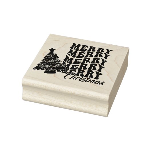 Vrolijk kerstfeest met kerstboom rubberstempel (Stempel)