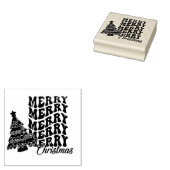 Vrolijk kerstfeest met kerstboom rubberstempel (Gestempeld)