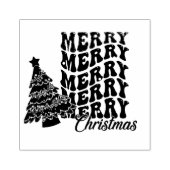Vrolijk kerstfeest met kerstboom rubberstempel (Afrduk)