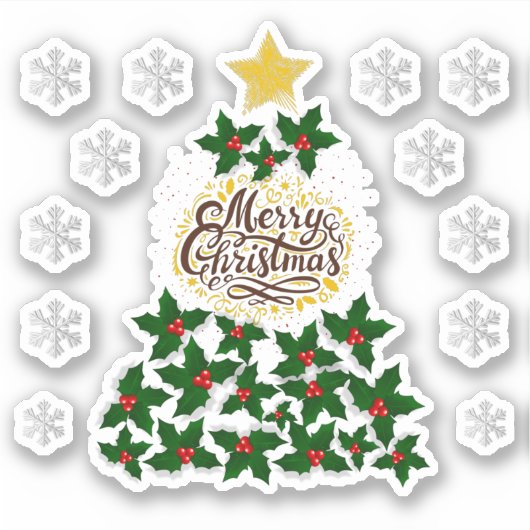Vrolijk kerstfeest met kerstboom sticker (Voorkant)