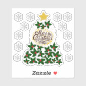 Vrolijk kerstfeest met kerstboom sticker (Vel)