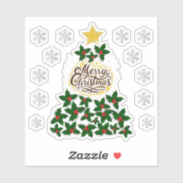 Vrolijk kerstfeest met kerstboom sticker
