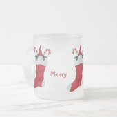 Vrolijk kerstfeest met kerstcadeau Holly Matglas Koffiemok (Voorkant links)