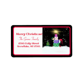 Vrolijk kerstfeest met kerstcadeautjes etiket