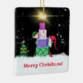 Vrolijk kerstfeest met kerstcadeautjes keramisch ornament (Rechts)