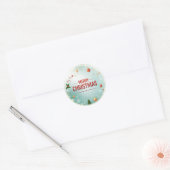 Vrolijk kerstfeest met kerstelementen ronde sticker (Envelop)