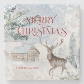 Vrolijk kerstfeest met kerstfeestdag stenen onderzetter (Voorkant)