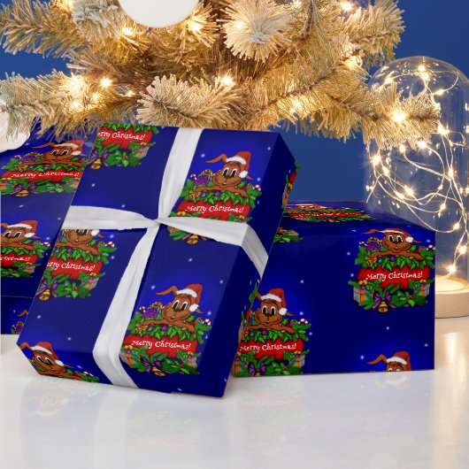 Vrolijk kerstfeest met kerstkonijn cadeaupapier (Feestdagen)