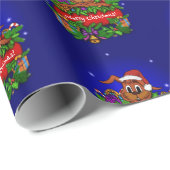 Vrolijk kerstfeest met kerstkonijn cadeaupapier (Rol Hoek)