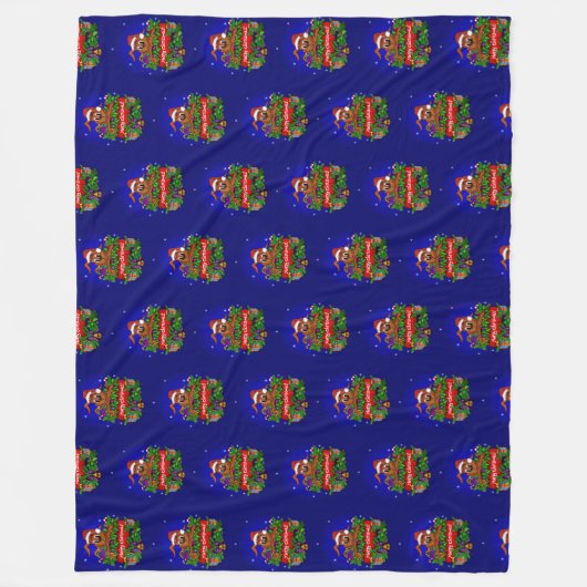 Vrolijk kerstfeest met kerstkonijn fleece deken (Voorkant)