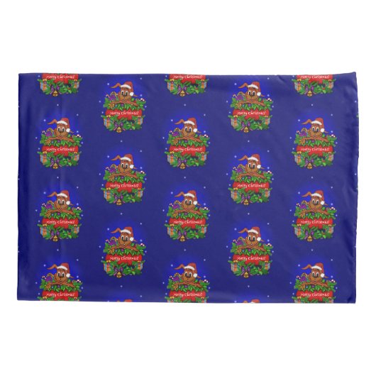 Vrolijk kerstfeest met kerstkonijn kussensloop (Achterkant-Links)