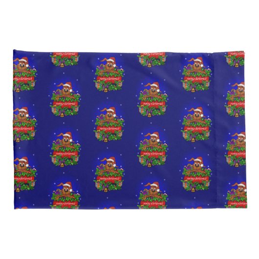 Vrolijk kerstfeest met kerstkonijn kussensloop (Achterkant-Rechts)