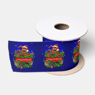 Vrolijk kerstfeest met kerstkonijn satijnen lint