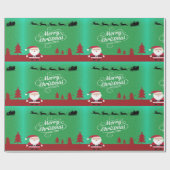 Vrolijk kerstfeest met kerstman cadeaupapier (Vlak)