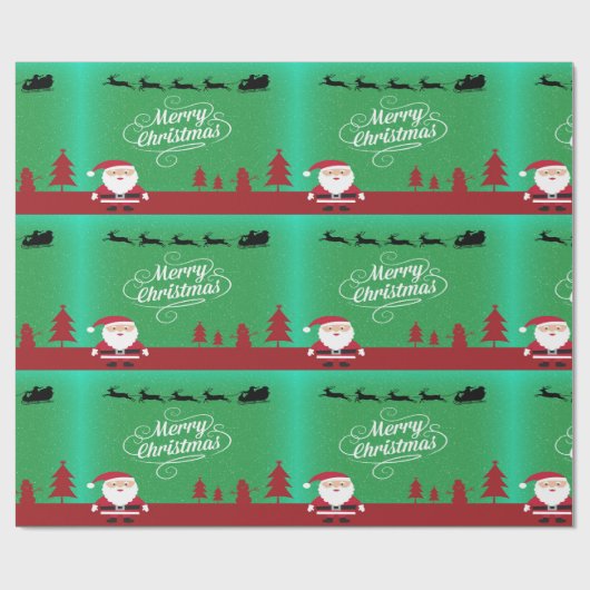 Vrolijk kerstfeest met kerstman cadeaupapier (Vlak)