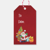 Vrolijk kerstfeest met Kerstman en rendier Cadeaulabel (Achterkant)