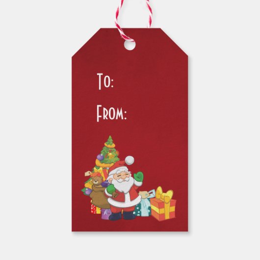 Vrolijk kerstfeest met Kerstman en rendier Cadeaulabel (Achterkant)