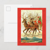 Vrolijk kerstfeest met Kerstman en rendier Feestdagenkaart (Voorkant / Achterkant)