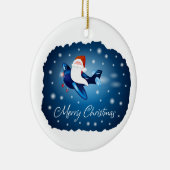 Vrolijk kerstfeest met kerstman keramisch ornament (Rechts)