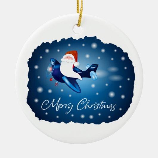 Vrolijk kerstfeest met kerstman keramisch ornament (Voorkant)