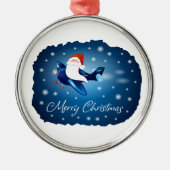 Vrolijk kerstfeest met kerstman metalen ornament (Voorkant)