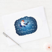 Vrolijk kerstfeest met kerstman ovale sticker (Envelop)