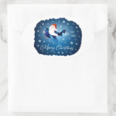 Vrolijk kerstfeest met kerstman ovale sticker (Tas)