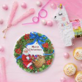 Vrolijk kerstfeest met kerstman papieren bordje (Feest)