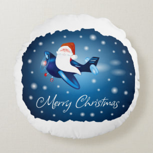 Vrolijk kerstfeest met kerstman rond kussen