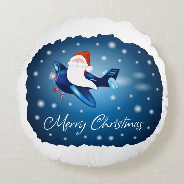 Vrolijk kerstfeest met kerstman rond kussen (Voorkant)