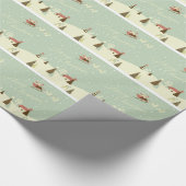 Vrolijk kerstfeest met kerstman, Rudolfs, in sneeu Cadeaupapier (Hoek)