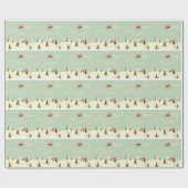 Vrolijk kerstfeest met kerstman, Rudolfs, in sneeu Cadeaupapier (Vlak)