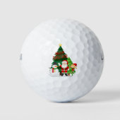 Vrolijk kerstfeest met kerstman, sneeuwman en elf golfballen (Voorkant)