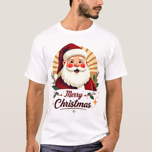 Vrolijk kerstfeest met kerstman t-shirt (Voorkant)