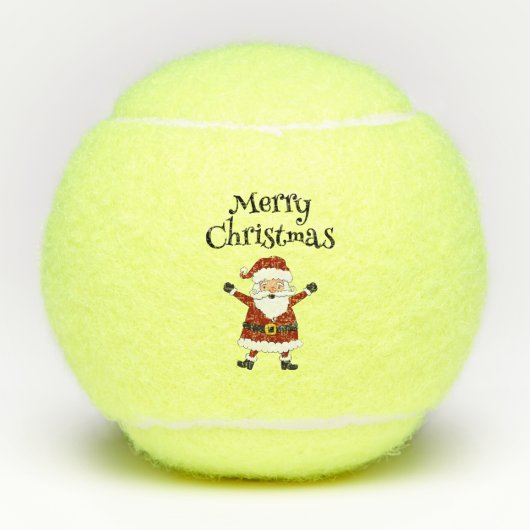 Vrolijk kerstfeest met kerstman tennisballen (Voorkant)