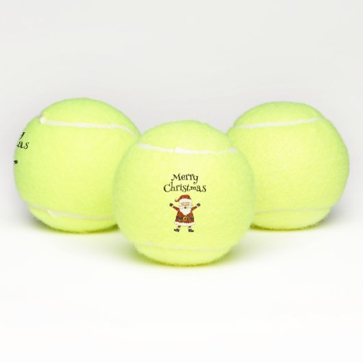 Vrolijk kerstfeest met kerstman tennisballen (Multi)