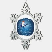 Vrolijk kerstfeest met kerstman tin sneeuwvlok ornament (Rechts)