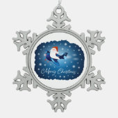 Vrolijk kerstfeest met kerstman tin sneeuwvlok ornament (Voorkant)