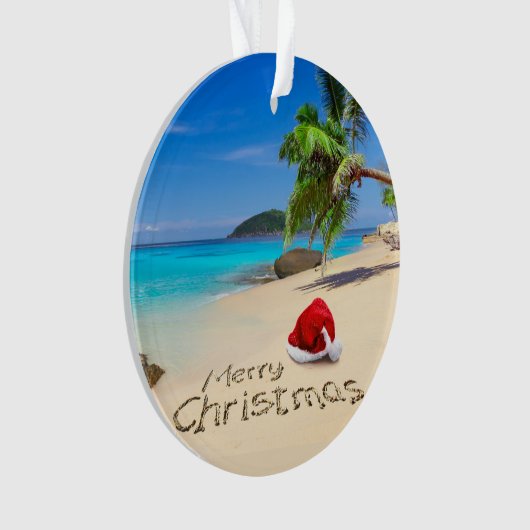 Vrolijk kerstfeest met kerstmis in de tropen ornament (voorkant)