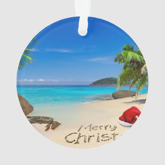 Vrolijk kerstfeest met kerstmis in de tropen ornament (achterkant)