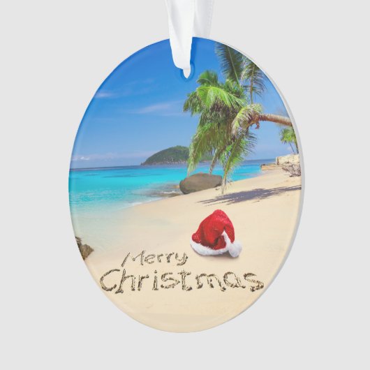 Vrolijk kerstfeest met kerstmis in de tropen ornament (voorkant)