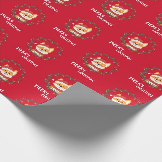 Vrolijk kerstfeest met kerstmis — Santa Puppy Fun  Cadeaupapier (Hoek)