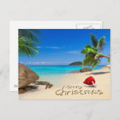 Vrolijk kerstfeest met kerstmuts in de tropen feestdagenkaart (Voorkant / Achterkant)