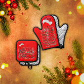 Vrolijk kerstfeest - , met kerstmuts | ovenwant & pannenlap set