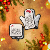 Vrolijk kerstfeest - , met kerstmuts | ovenwant & pannenlap set