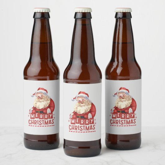 Vrolijk kerstfeest met kerstvakantie bier etiket (Flessen)