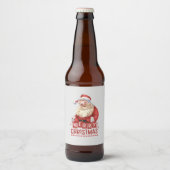 Vrolijk kerstfeest met kerstvakantie bier etiket (Voorkant)