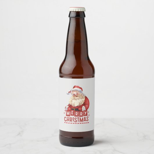 Vrolijk kerstfeest met kerstvakantie bier etiket (Voorkant)